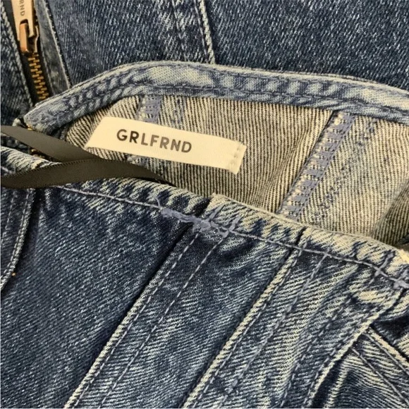 GRLFRND Denim 'Kristin' Bustier Strapless Dress in Femme Fatale Size Small NWOT - Picture 8 of 13